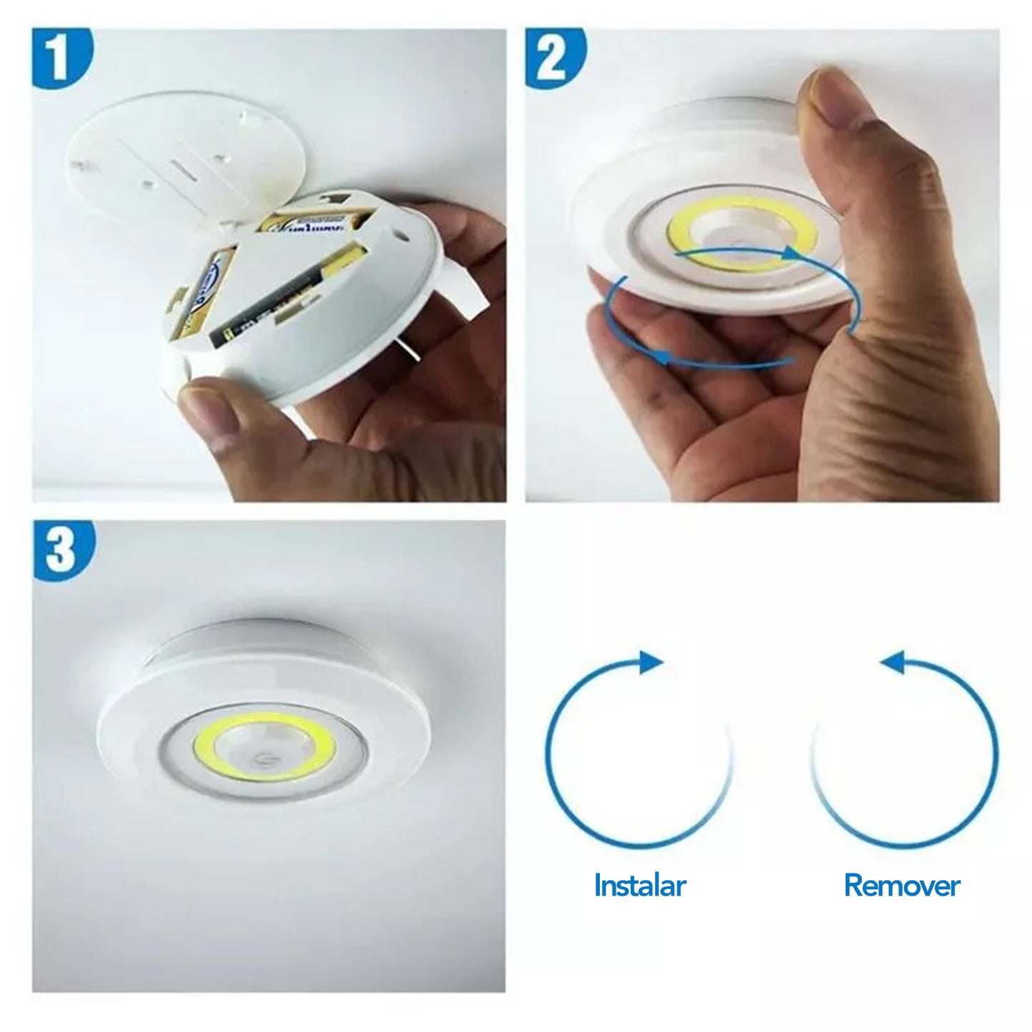 LightSave™ Set luces LED inalámbricas x 3 con control remoto