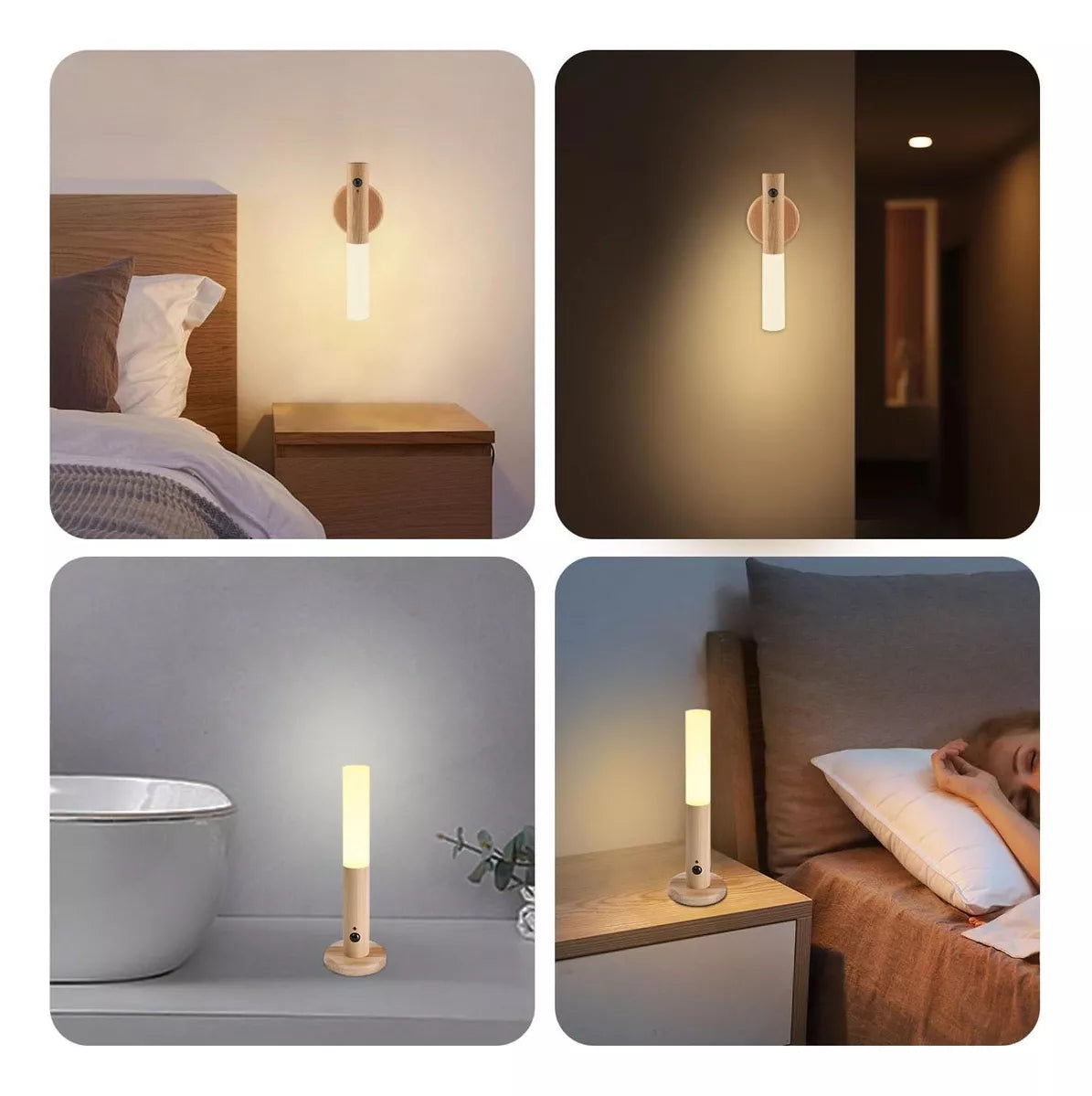 NordicLamp® Lámpara Led Recargable Magnética Tipo Madera